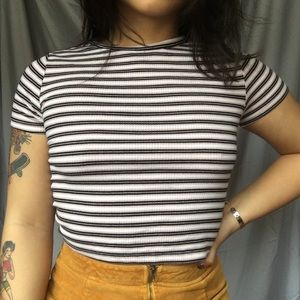 Retro Striped Crop Top Size M